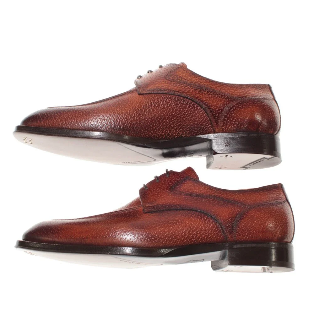 Di Bianco NWB Derby Dress Shoes Size 42 (US 9) in Brown Pebbled Leather